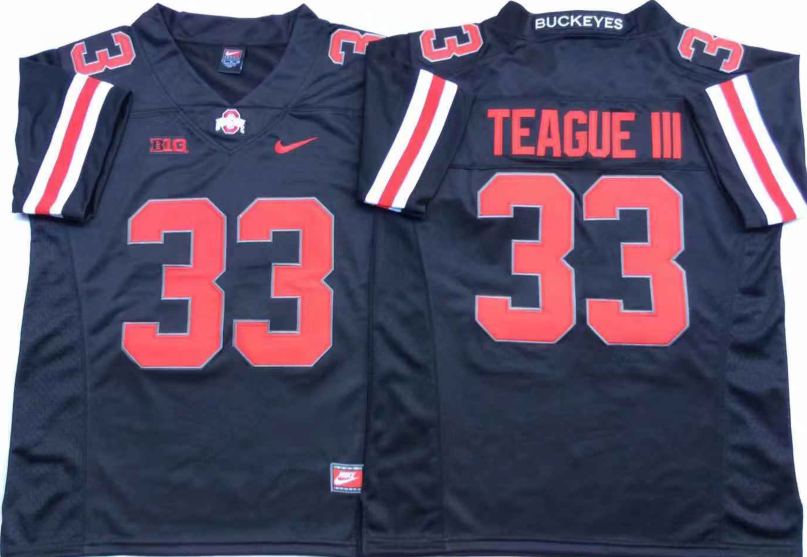 Men's Ohio State Buckeyes Master Teague III #33 Black Jersey